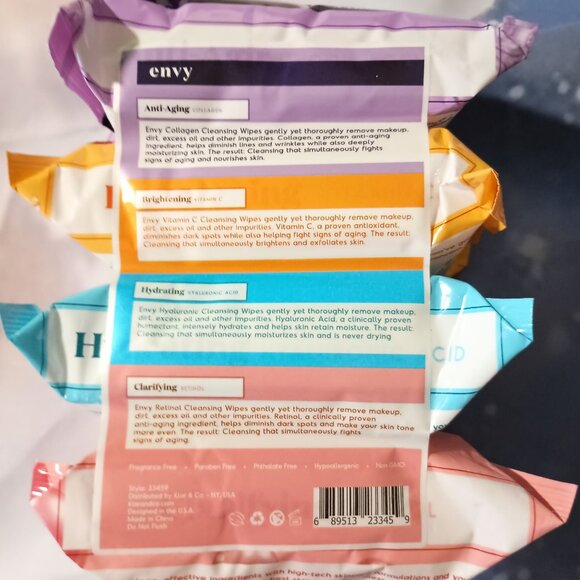 Envy Anti-Aging Makeup Remover Wipes 4 Pack Skincare Cleansing Towelettes NEW - Picture 6 of 7